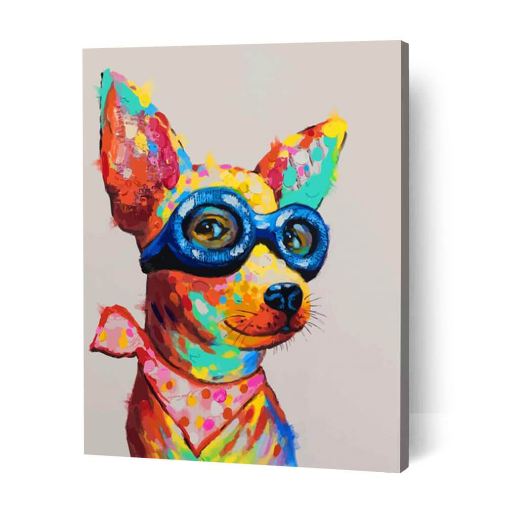 Abstract Dog with Glasses - Paint By Numbers Cities