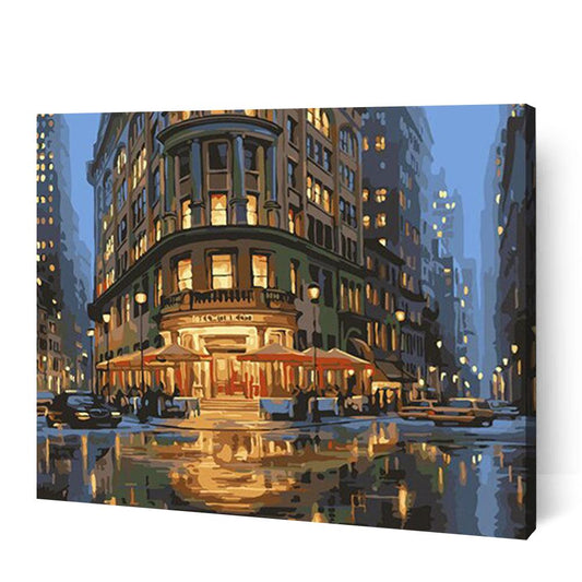 Vintage Lit Up City - Paint By Numbers Cities