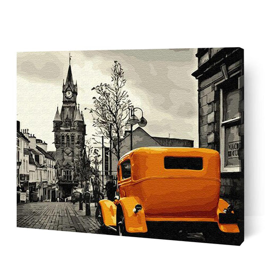 Vintage Car by the Big Ben - Paint By Numbers Cities