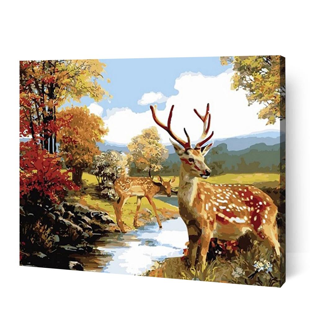 Deer by the River - Paint By Numbers Cities