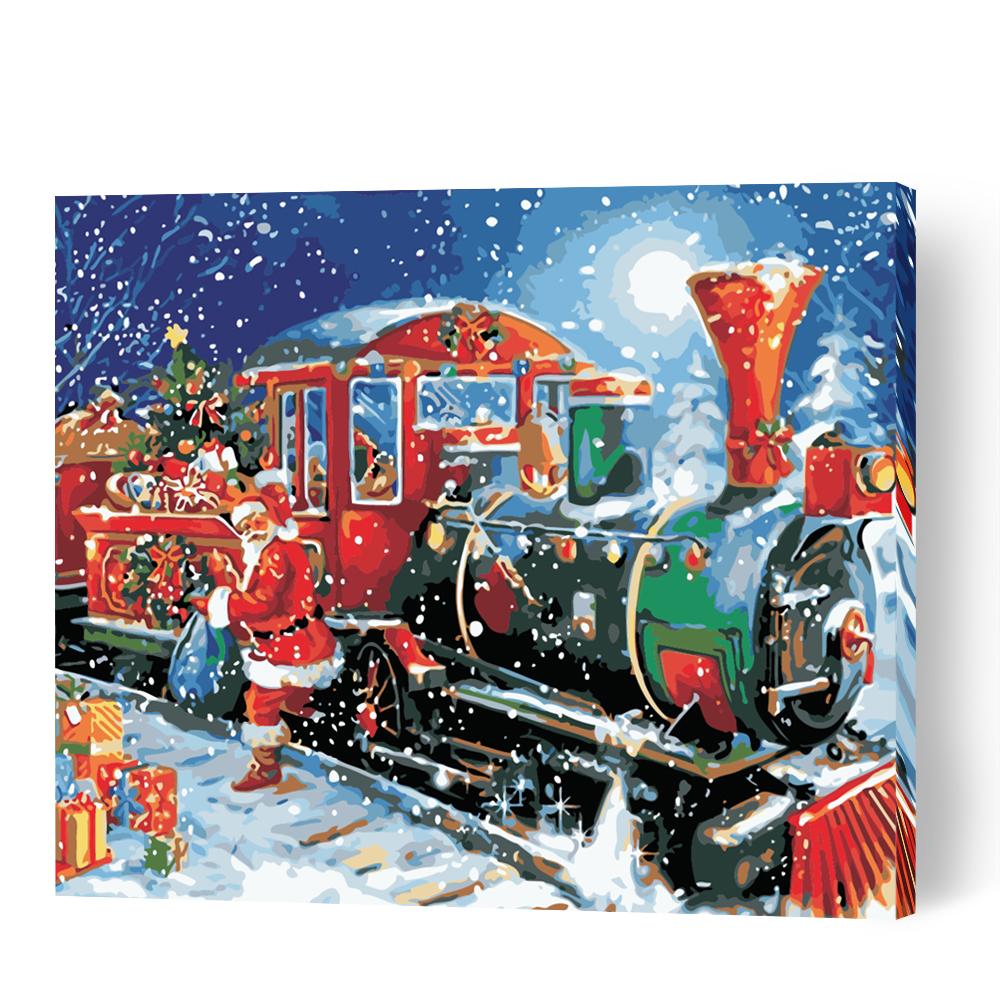 Santa Train Abstract Art - Paint By Numbers Cities
