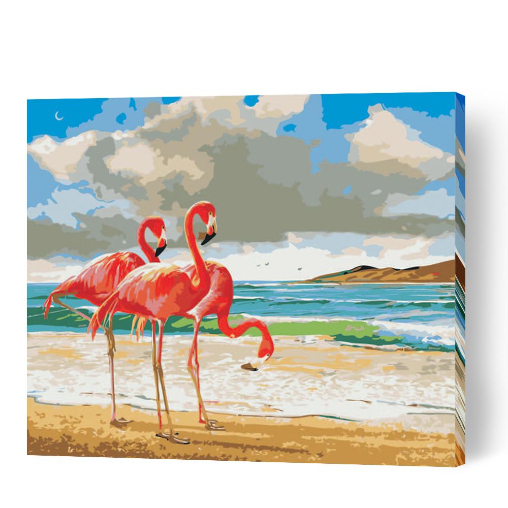 Red Swans on The Beach - Paint By Numbers Cities