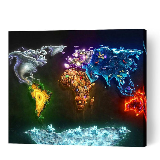 World Map Abstract Art - Paint By Numbers Cities