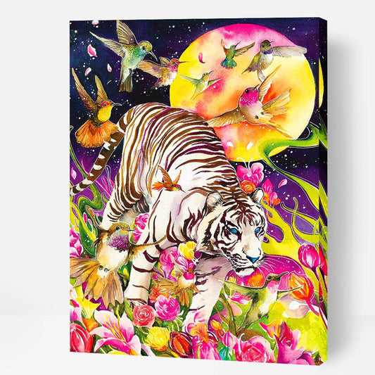 A White Tiger Abstract Art - Paint By Numbers Cities