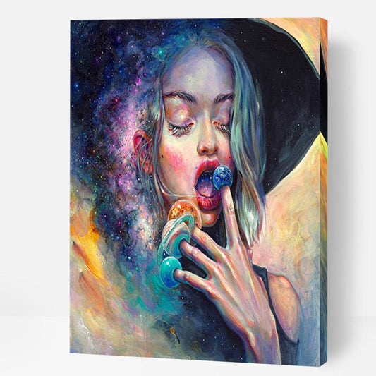 A Lady Eating Planets - Paint By Numbers Cities