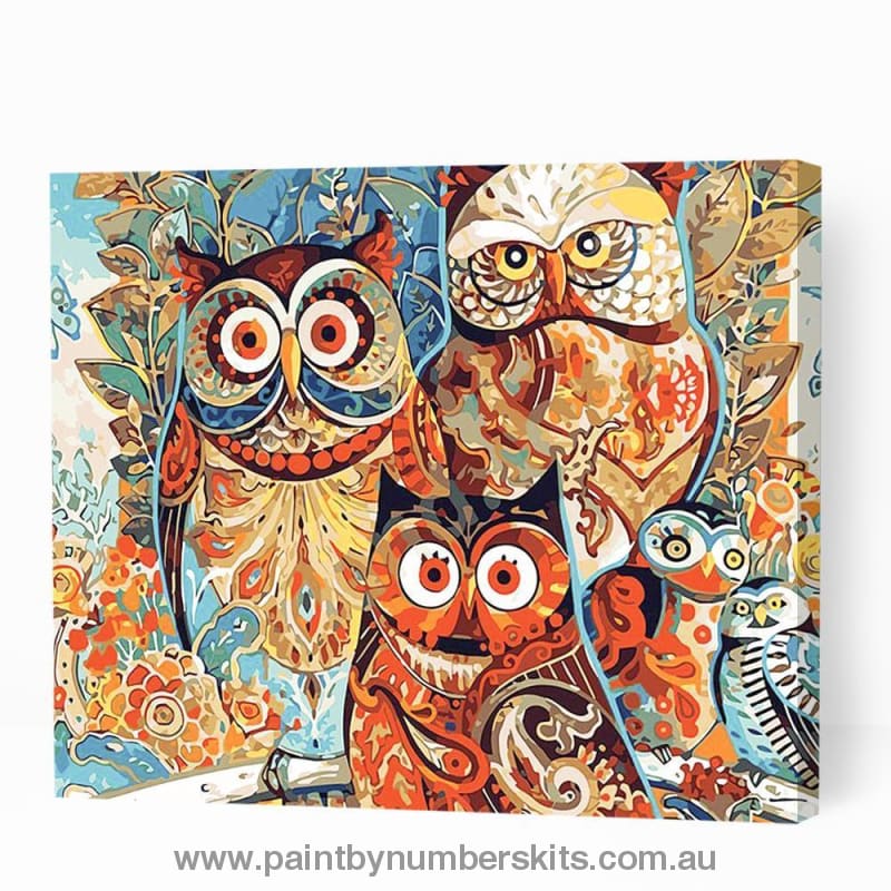 Abstract Owl Family - Paint By Numbers Cities