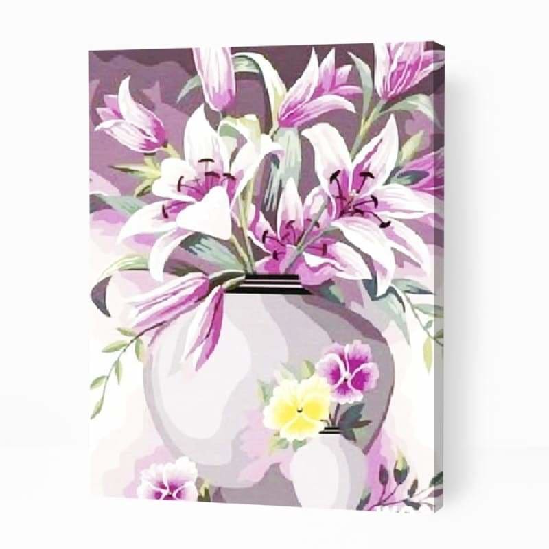 Beautiful Lily Flowers in Vase - Paint By Numbers Cities