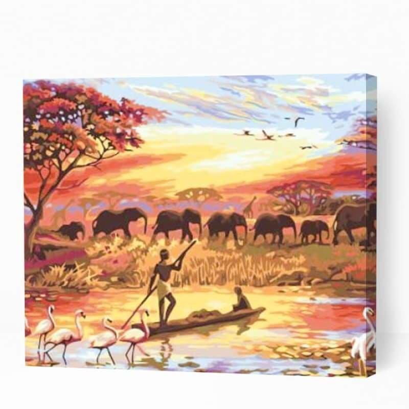 Beautiful Sunset in Africa - Paint By Numbers Cities