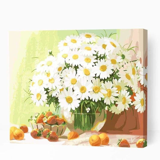 Beautiful White Flowers in Vase - Paint By Numbers Cities