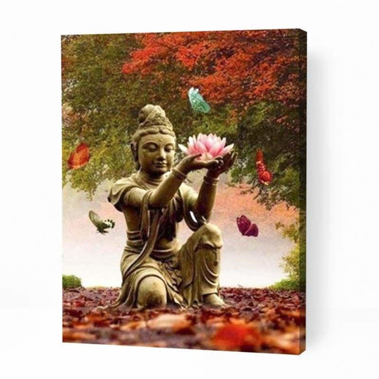 Buddha Holding Pink Lotus - Paint By Numbers Cities