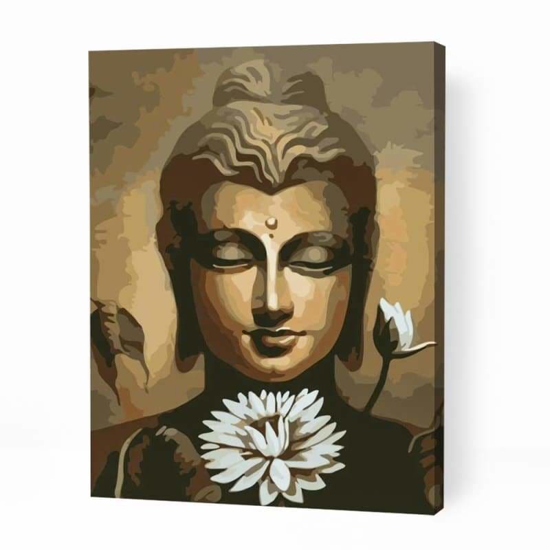 Buddha with White Lotus - Paint By Numbers Cities