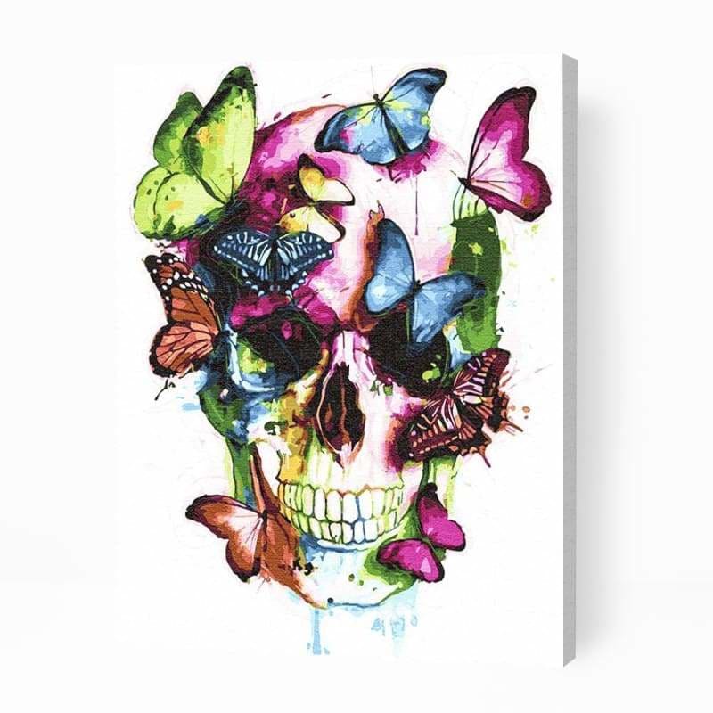 Butterflies on the Skull - Paint By Numbers Cities
