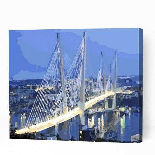 Cable-stayed Bridge in City - Paint By Numbers Cities