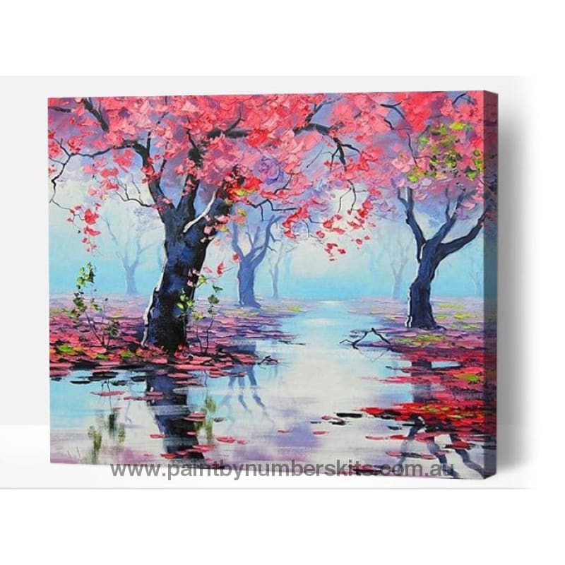 Cherry Blossom River - Paint By Numbers Cities