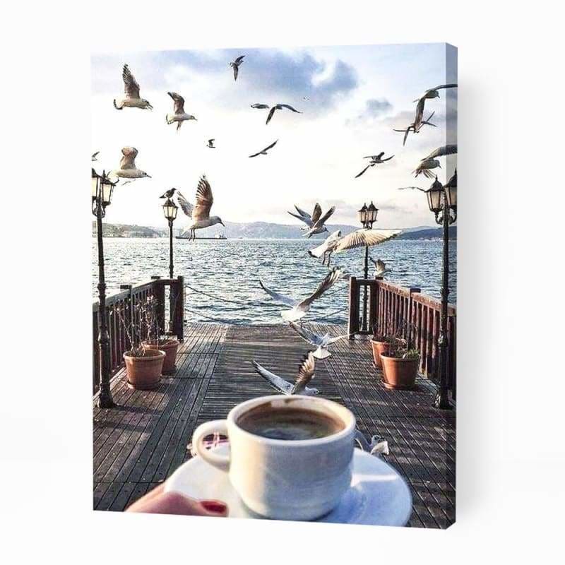 Coffee and Flying Birds - Paint By Numbers Cities