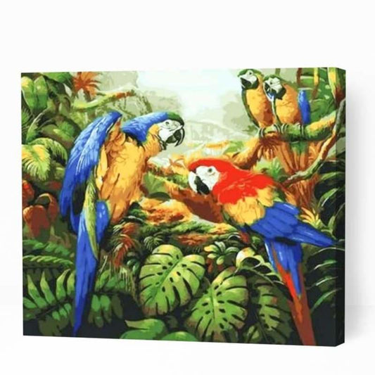 Colorful Parrot Family - Paint By Numbers Cities