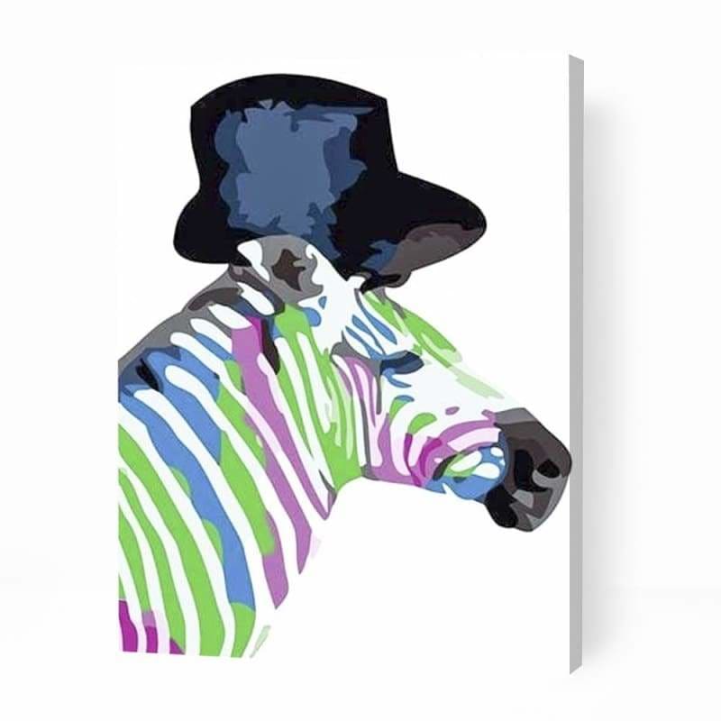 Colourful Zebra with Hat - Paint By Numbers Cities