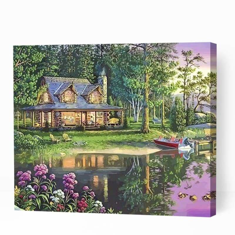 Cottage by the Lake - Paint By Numbers Cities
