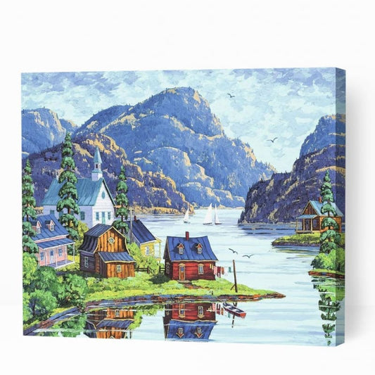 Cottages by the Lake - Paint By Numbers Cities