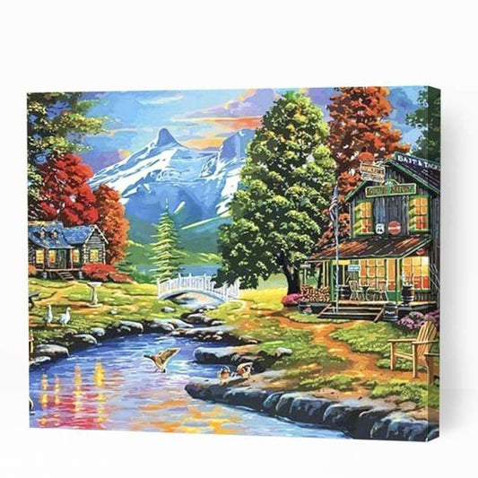 Cottages on Lake Site - Paint By Numbers Cities