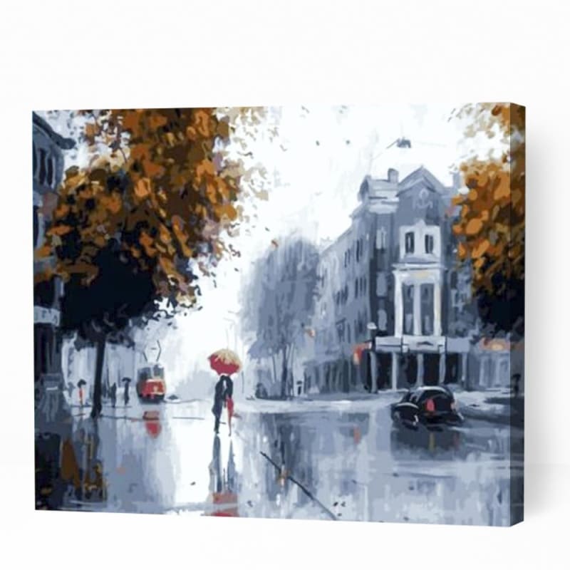 Couple Kissing in Rain - Paint By Numbers Cities
