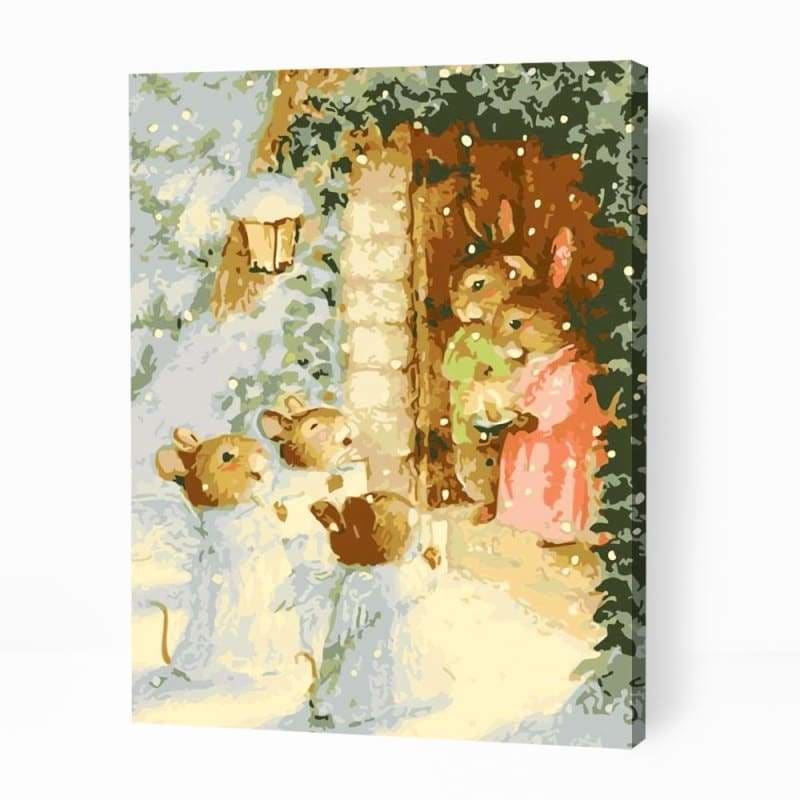 Cute Bunnies at Christmas - Paint By Numbers Cities