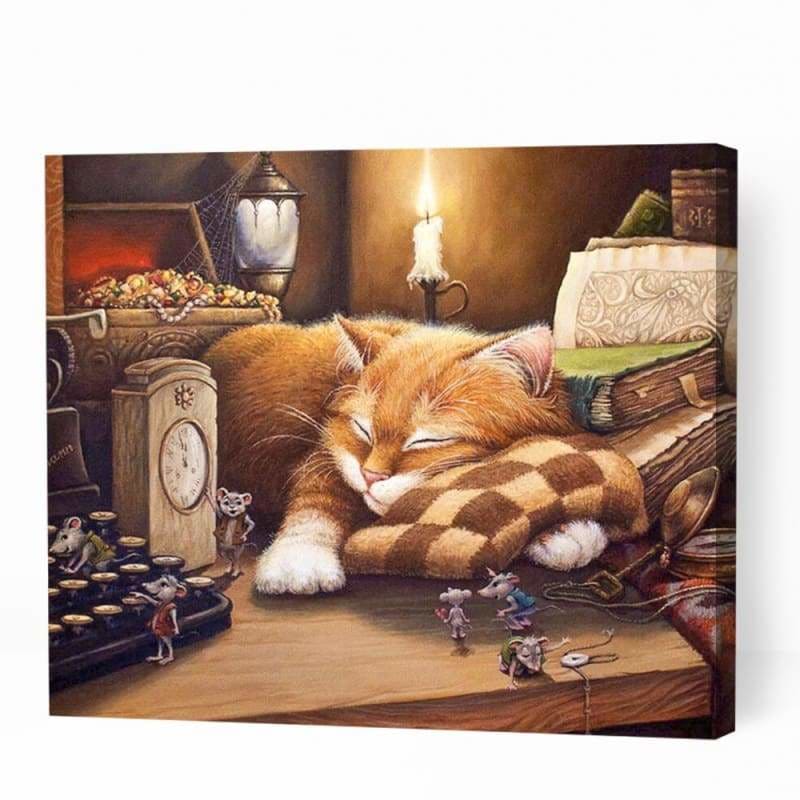 Cute Cat Sleeping - Paint By Numbers Cities
