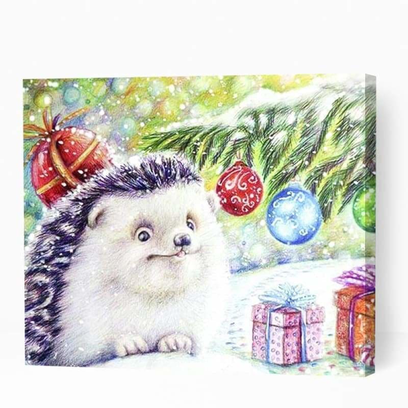 Cute Hedgehog at Christmas - Paint By Numbers Cities