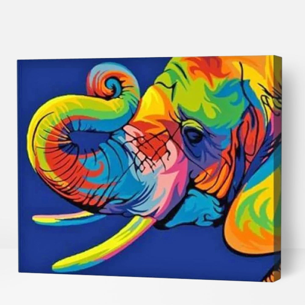 Cute rainbow elephant - Paint By Numbers Cities