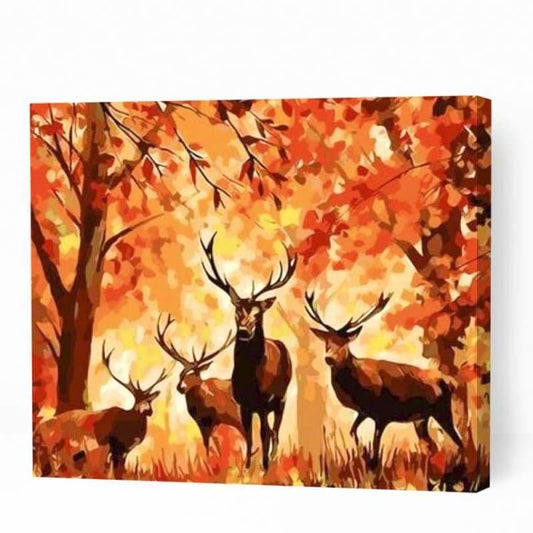 Deer Herd in Forest - Paint By Numbers Cities