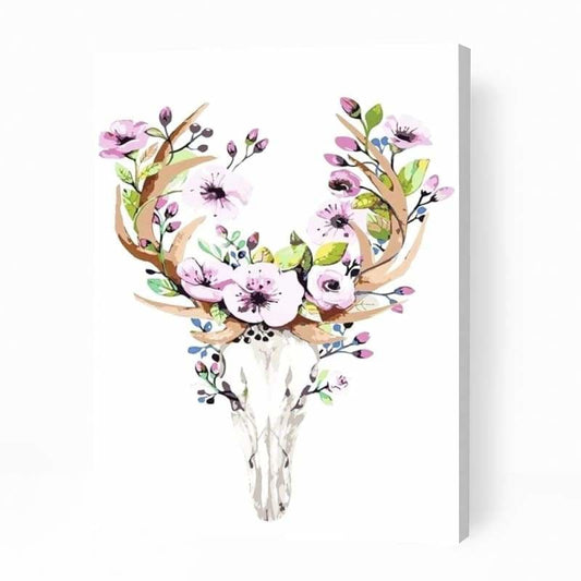 Deer Skull with Flowers - Paint By Numbers Cities