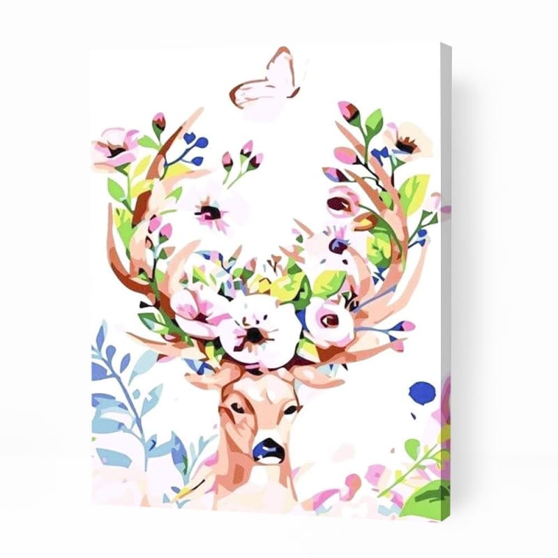 Deer with Flowery Antlers - Paint By Numbers Cities