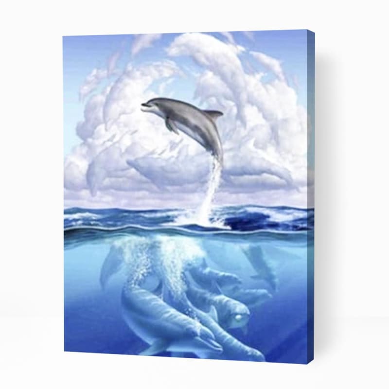 Dolphins and Clouds - Paint By Numbers Cities