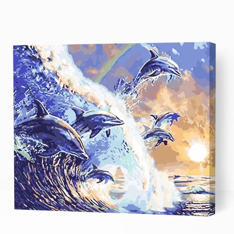 Dolphins at Sunset - Paint By Numbers Cities