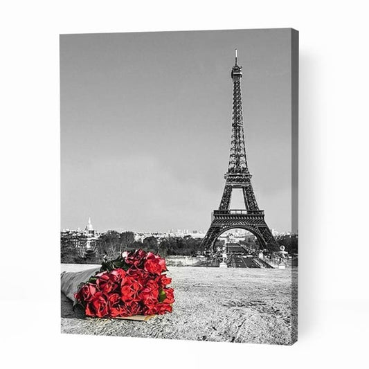 Eiffel Tower and Roses - Paint By Numbers Cities