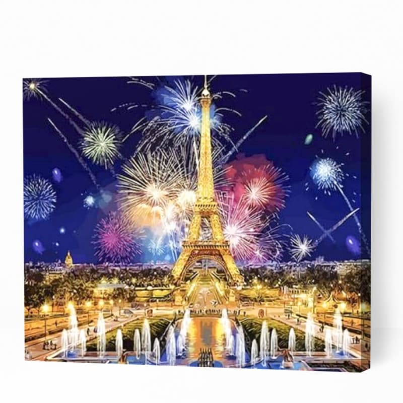 Eiffel Tower Fireworks Night - Paint By Numbers Cities