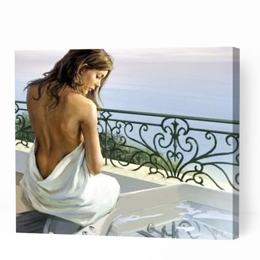Enticing Half Naked Woman - Paint By Numbers Cities