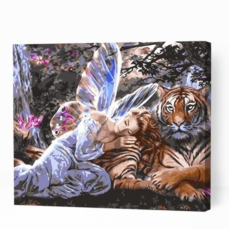 Fairy Sleeping on Tiger - Paint By Numbers Cities