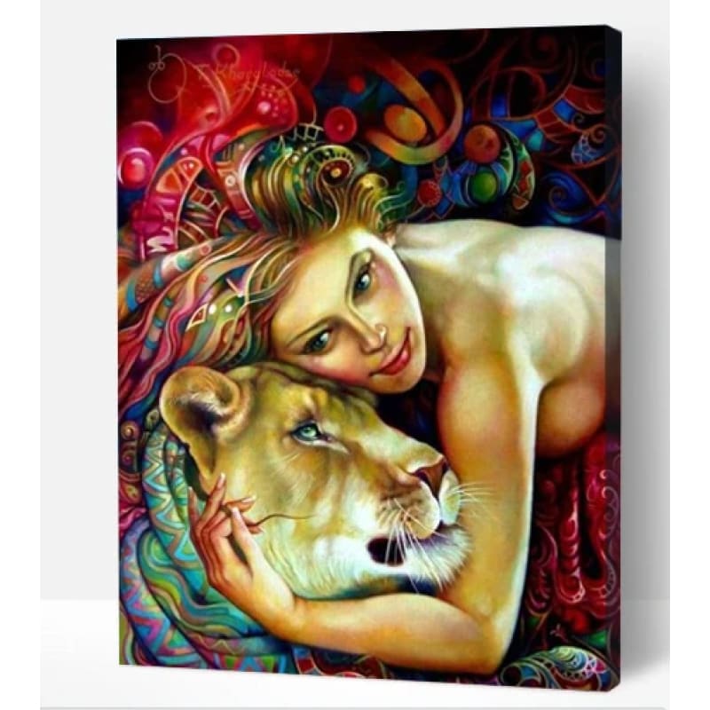 Fantasy Naked Women and Lion - Paint By Numbers Cities