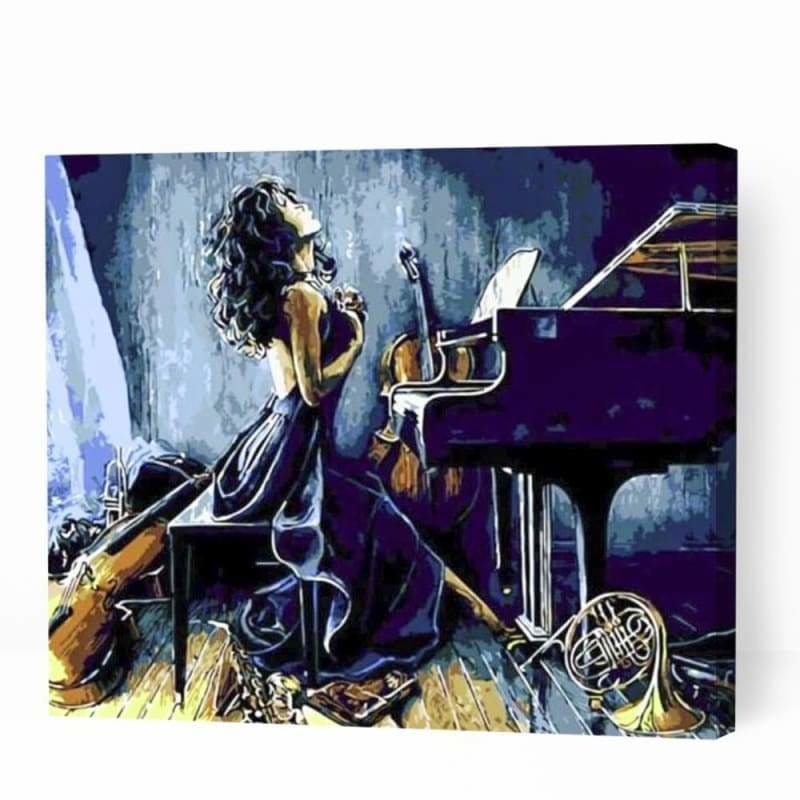 Female Musician with Piano - Paint By Numbers Cities
