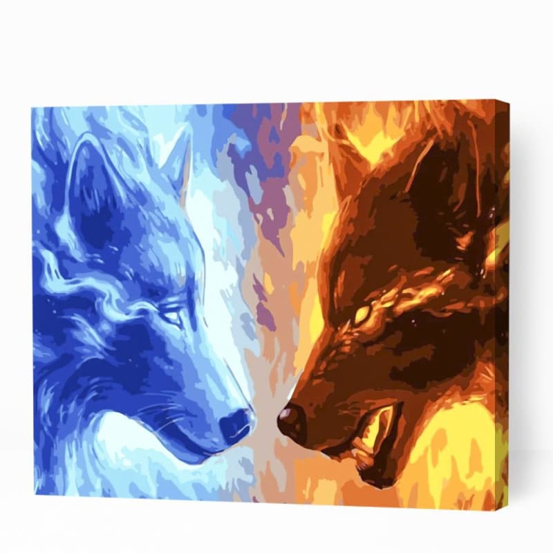 Fire and Ice Wolves - Paint By Numbers Cities