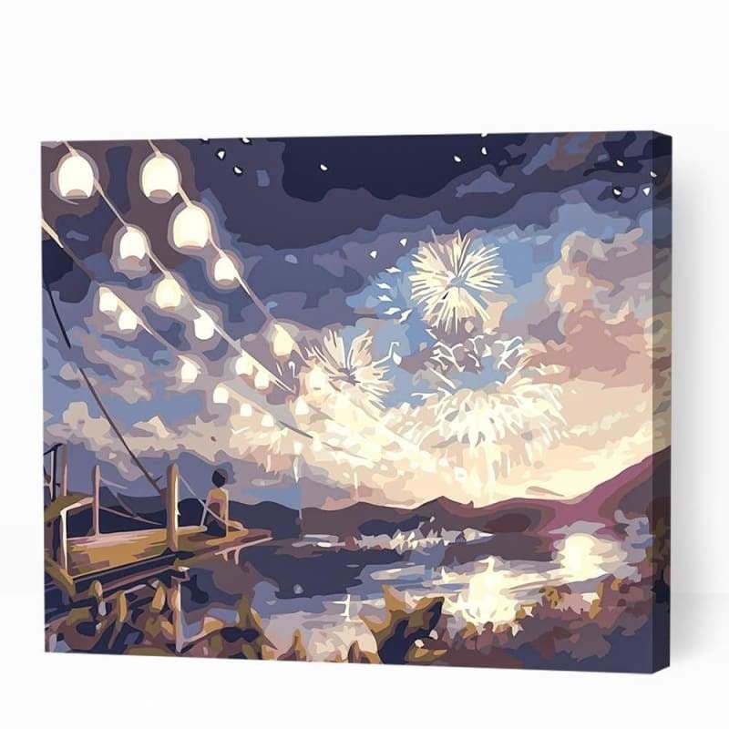 Fireworks and Mountains - Paint By Numbers Cities