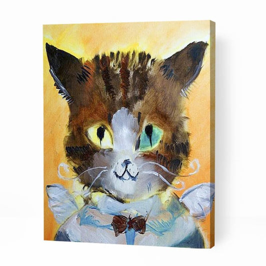 Funny Cat with Bow - Paint By Numbers Cities
