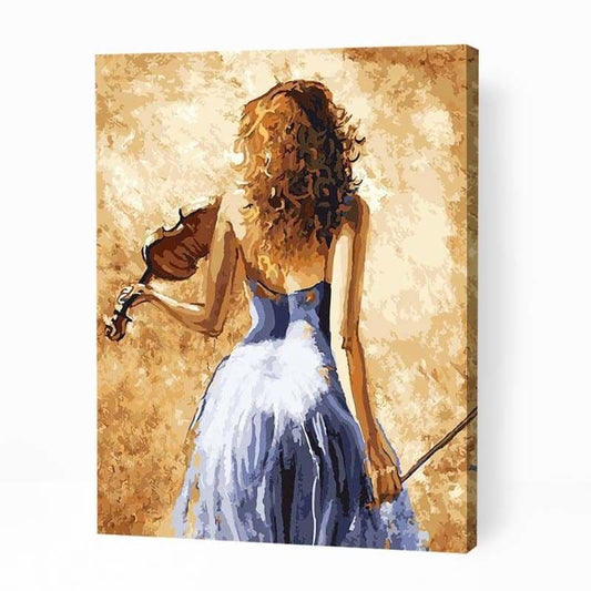 Girl Holding Violin - Paint By Numbers Cities