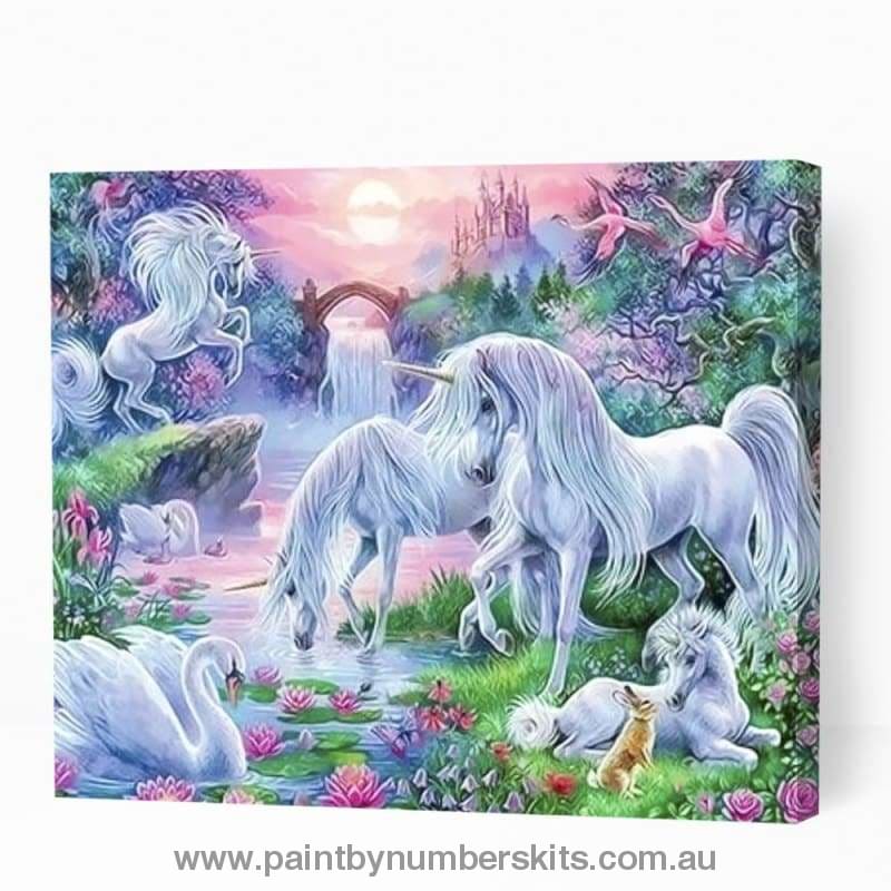 Unicorns in Sunset Glow - Paint By Numbers Cities