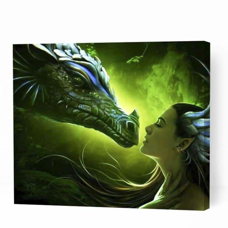 Green Dragon with Girl - Paint By Numbers Cities