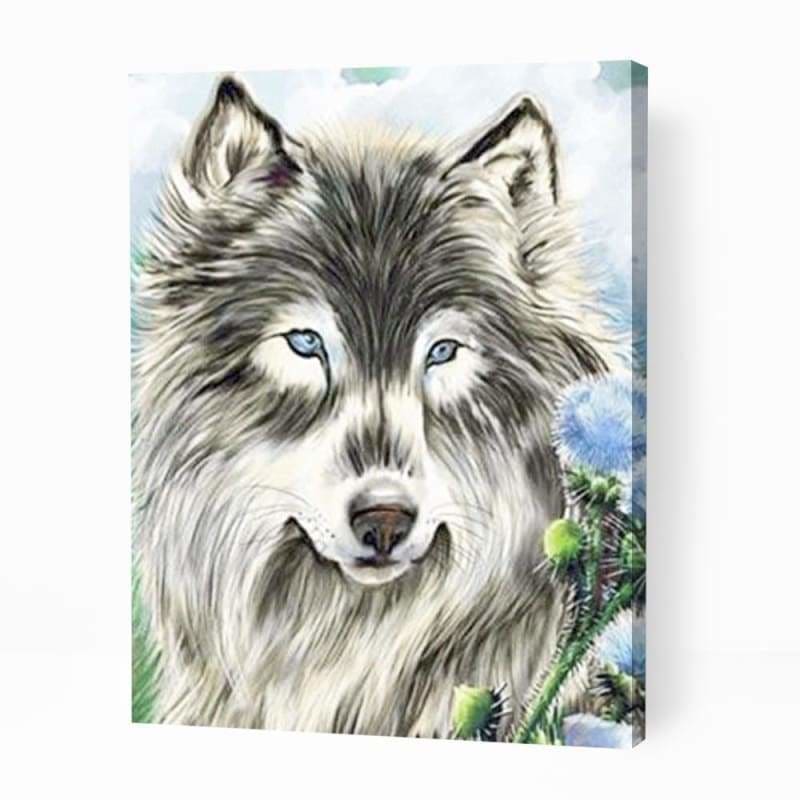 Grey Wolf with Blue Eyes - Paint By Numbers Cities