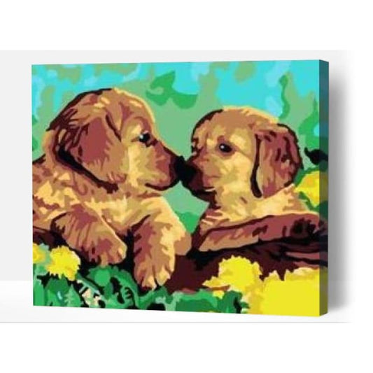 Happy golden puppies - Paint By Numbers Cities