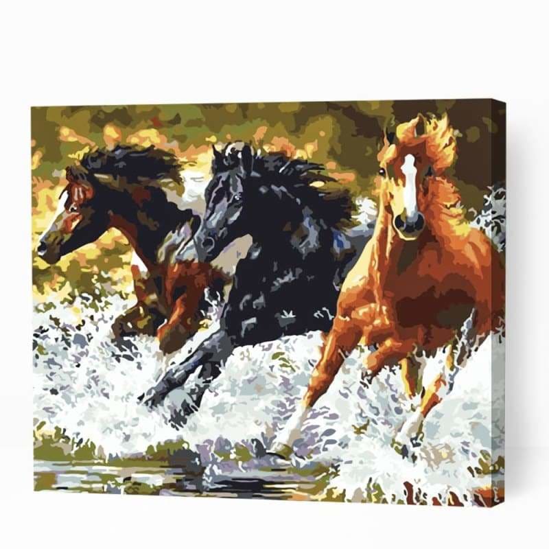 Horses Running in Water - Paint By Numbers Cities