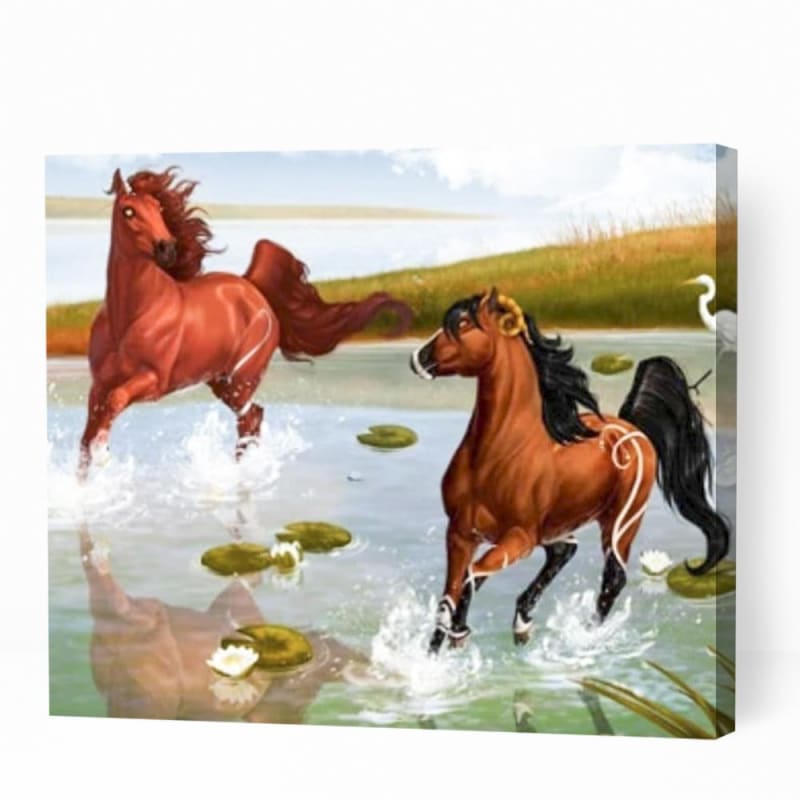Horses Running in Water - Paint By Numbers Cities